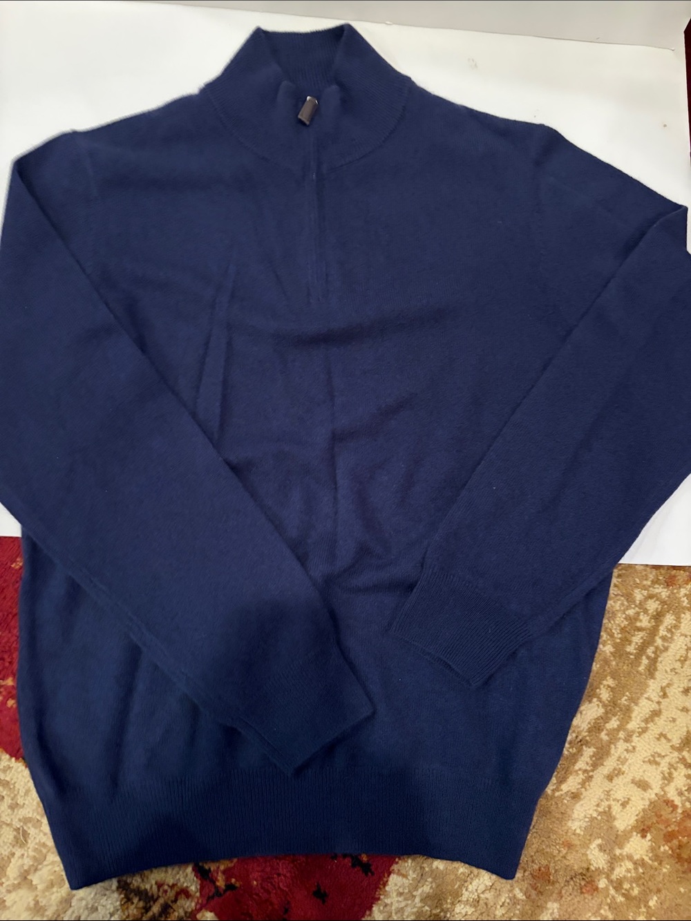 Tahari Men's Dark Navy Half-Zip Mock Neck Sweater